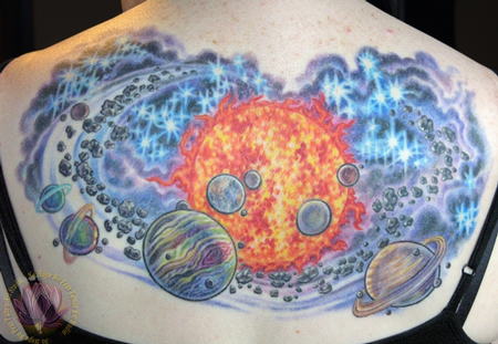 Tattoos - Solar System Back Tattoo - 62642